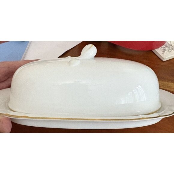 Mikasa WEDDING BAND GOLD PATTERN 1/4 lb Two Piece Butter Dish MADE IN JAPAN - Picture 6 of 7
